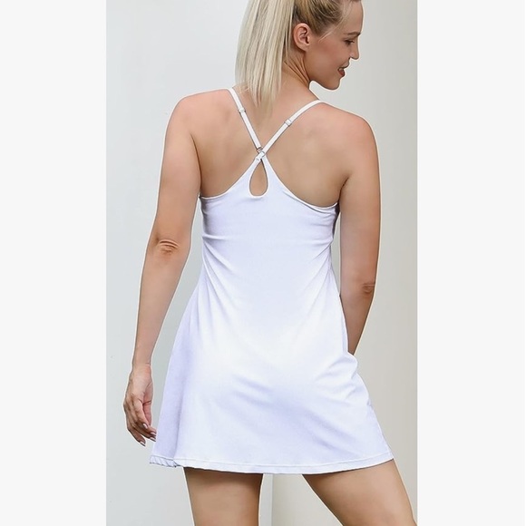 K.Tennis Dress, Workout with Built-in Bra Shorts Pockets Exercise Dress - Picture 7 of 16